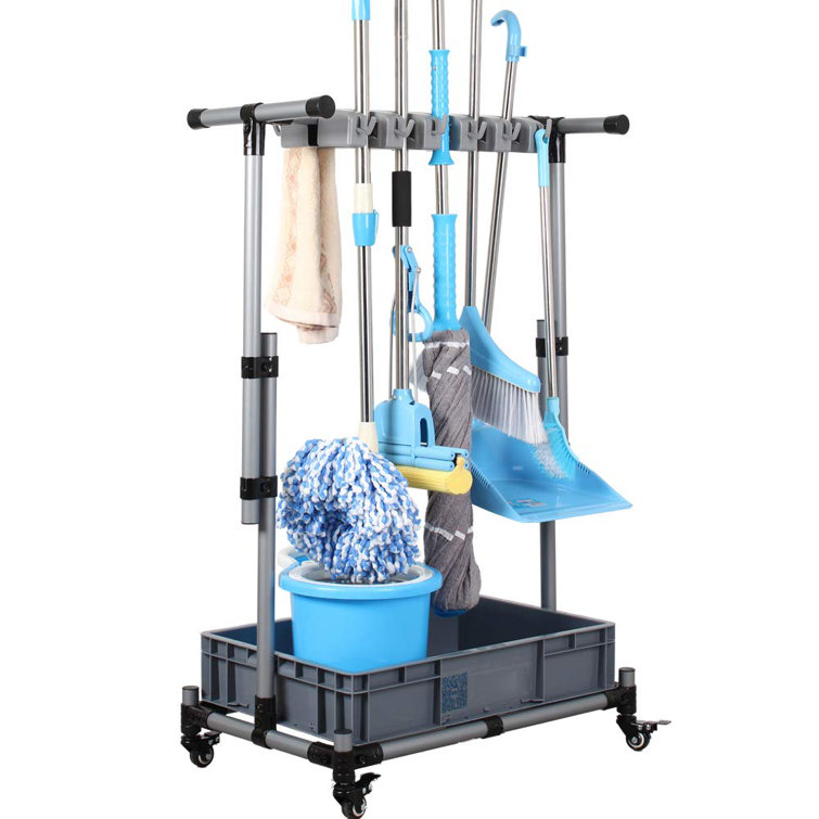 WFX Utility™ Broom And Mop Holder Put Wet Mops Movable FloorMounted